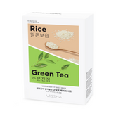 A packaged sheet mask product with 'Rice' and 'Green Tea' indicated, from the brand MISSHA.